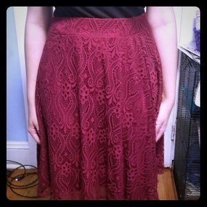Knee length lace skirt